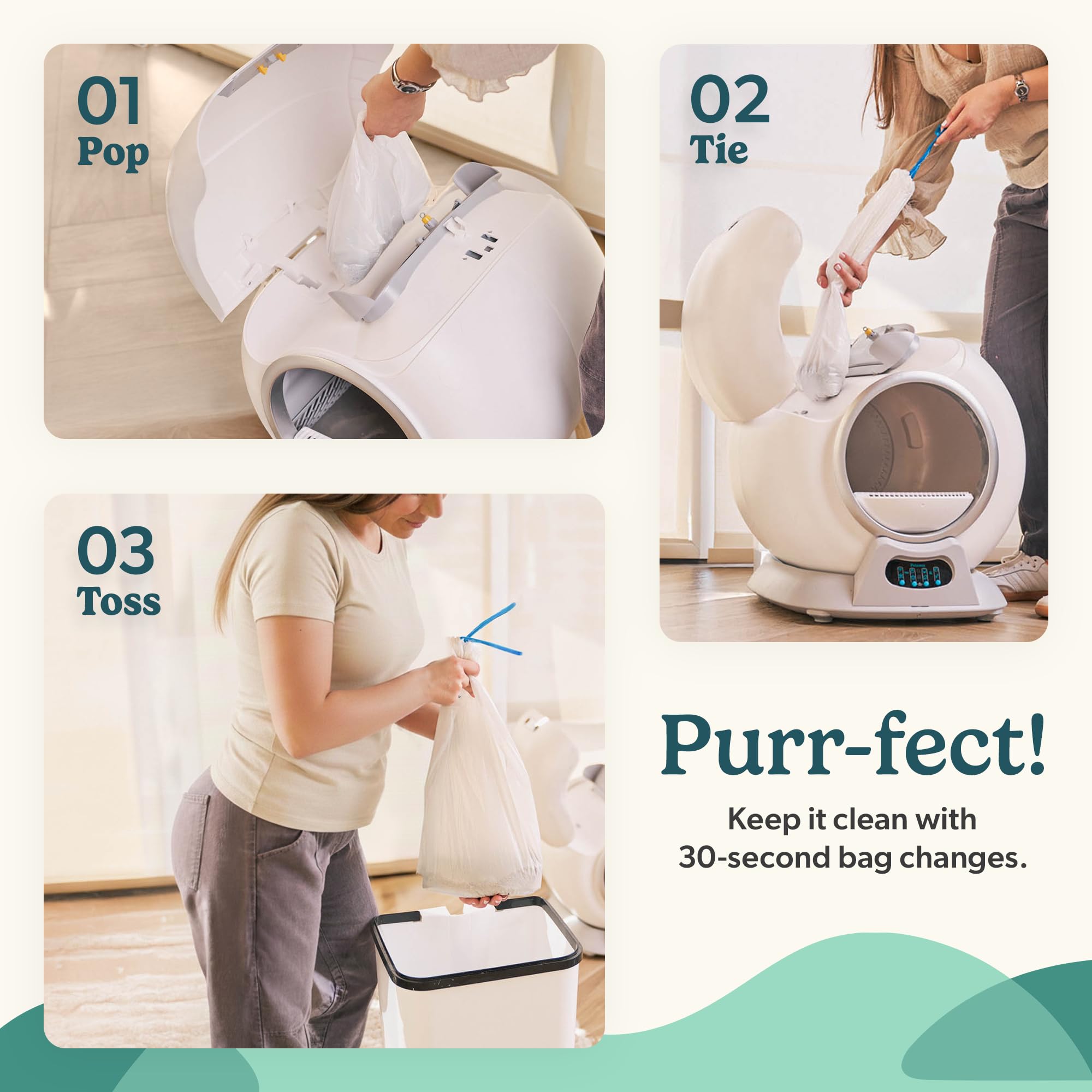 Petcove PurrTek large bin capacity reducing frequent changes