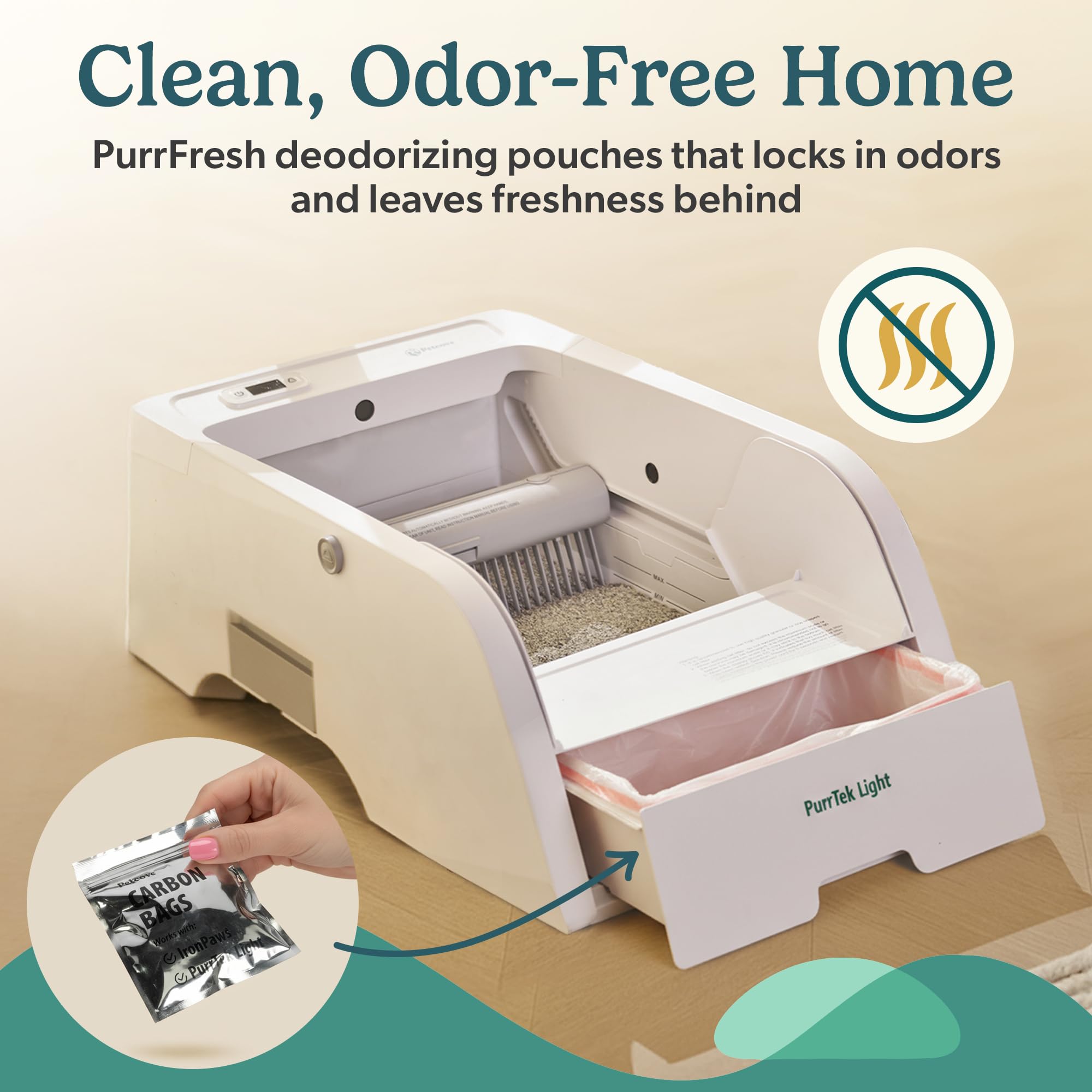 Petcove PurrTek Light open-top design fits small spaces without crowding a room