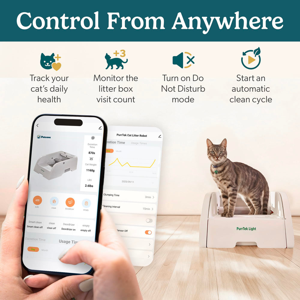 Petcove PurrTek Light sealed waste bin prevents odors for a fresher living space