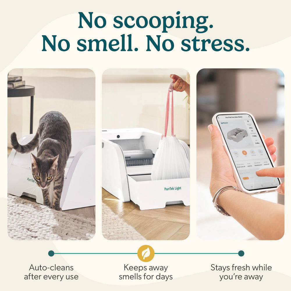 Petcove PurrTek Light sealed waste drawer with odor control for multi-cat homes