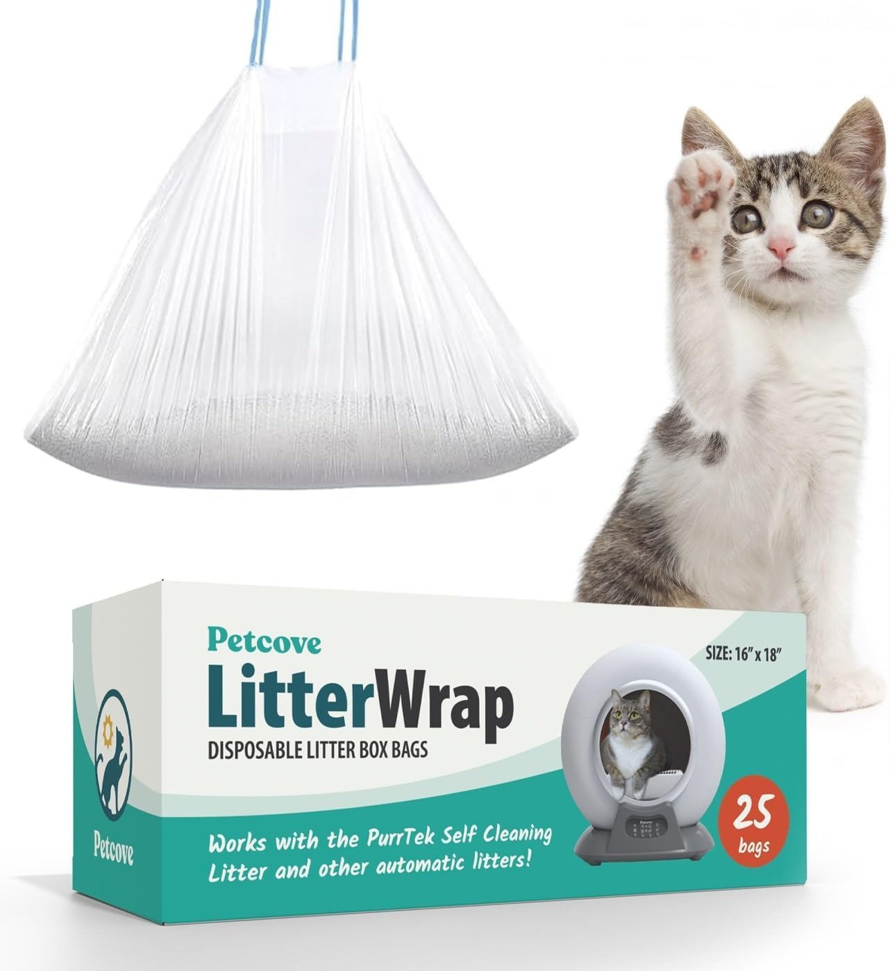 PetCove PurrTek liner with precision-fit for self-cleaning box, avoiding slips