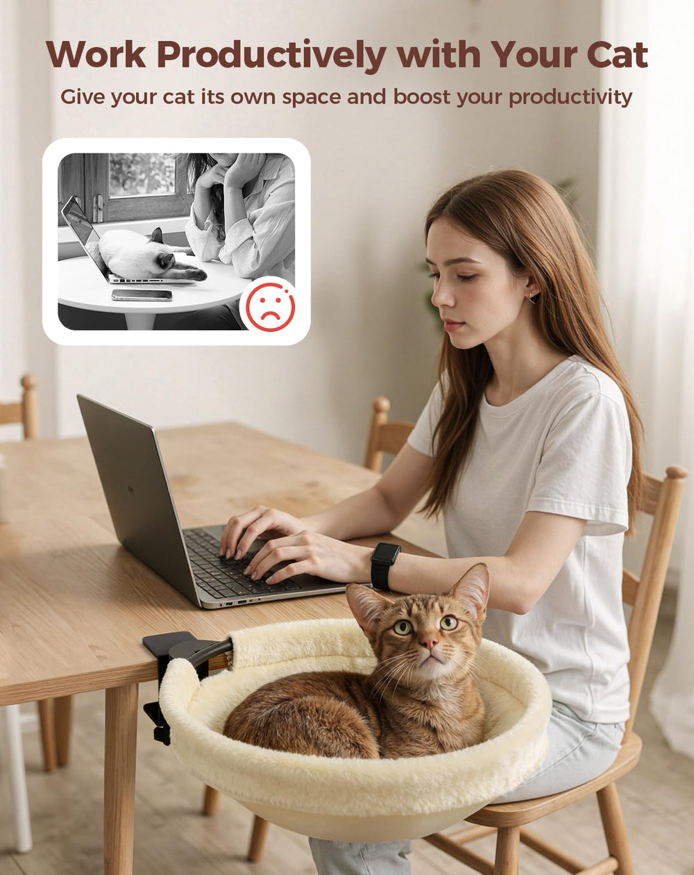 Petcozife Cat Desk Bed close-up of anti-slip pads protecting surface