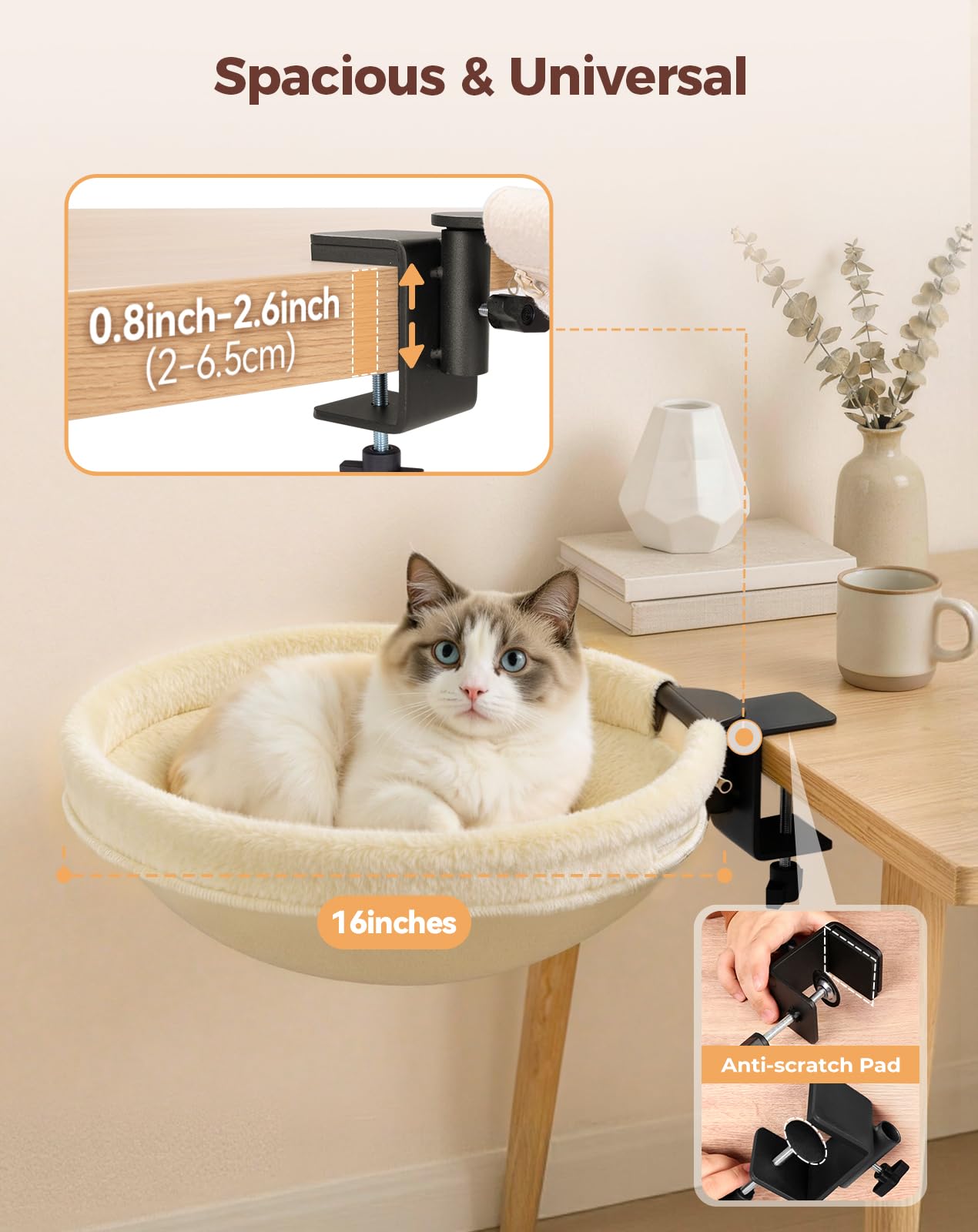 Petcozife Cat Desk Bed cushion removable and washable for daily use