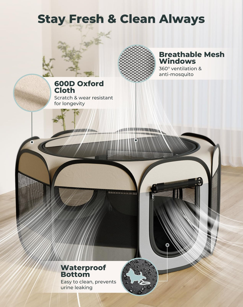 Petcozife bottom is water-resistant to keep interiors dry after spills