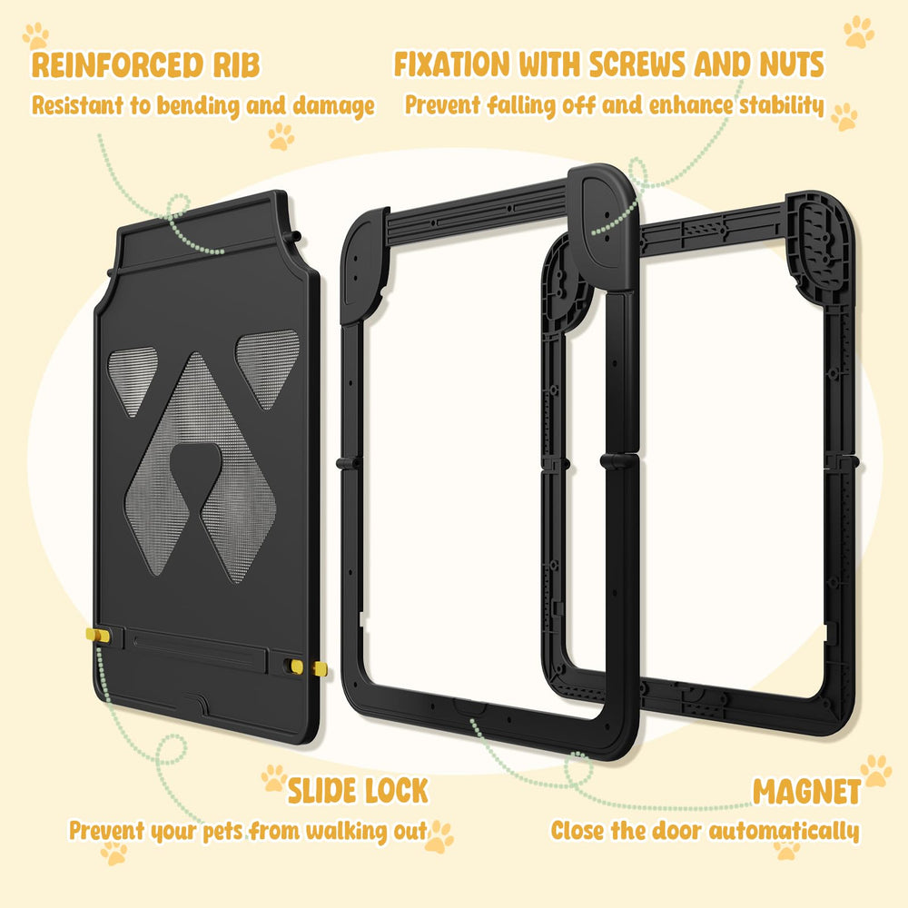 PETDIPOT magnetic automatic-closure secures the door after your pet passes.