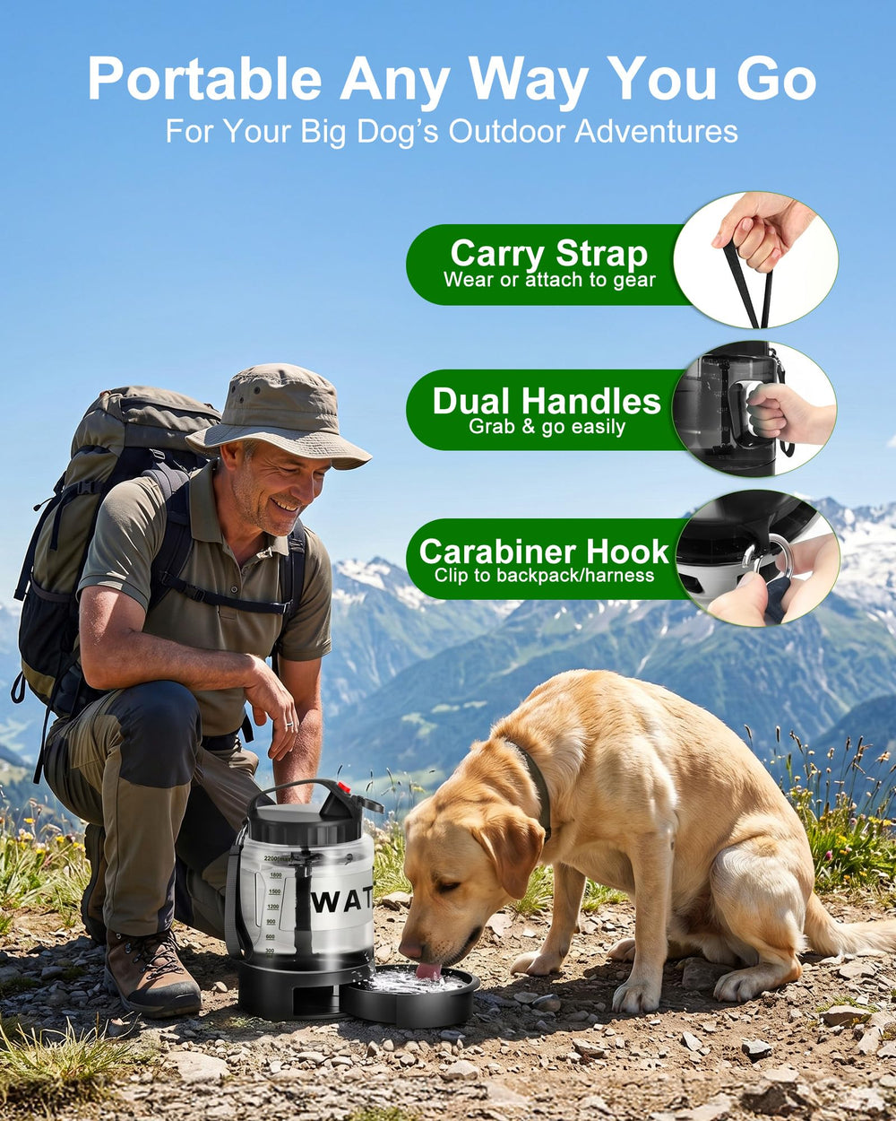 Wide mouth allows easy refilling with water or ice on remote stops.