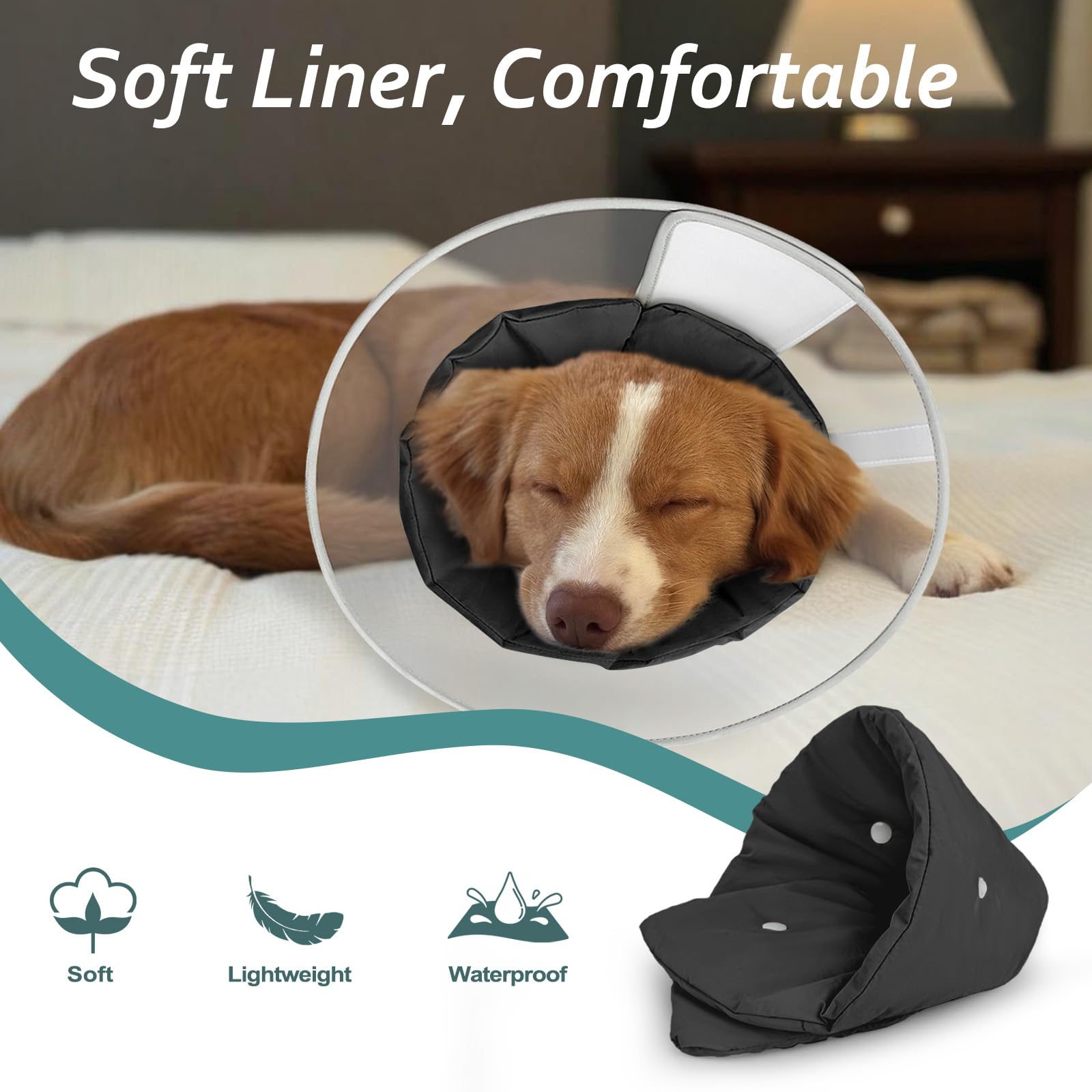 Petdream dog cone with collar loops stays secure during activity