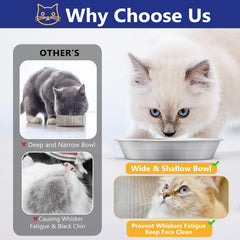 Petdream easy-clean stainless steel bowls resist residues and wipe clean easily.