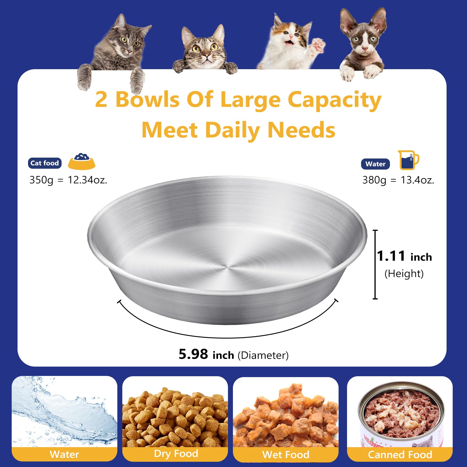 Petdream wide 5.9-inch diameter bowls for kibble or water