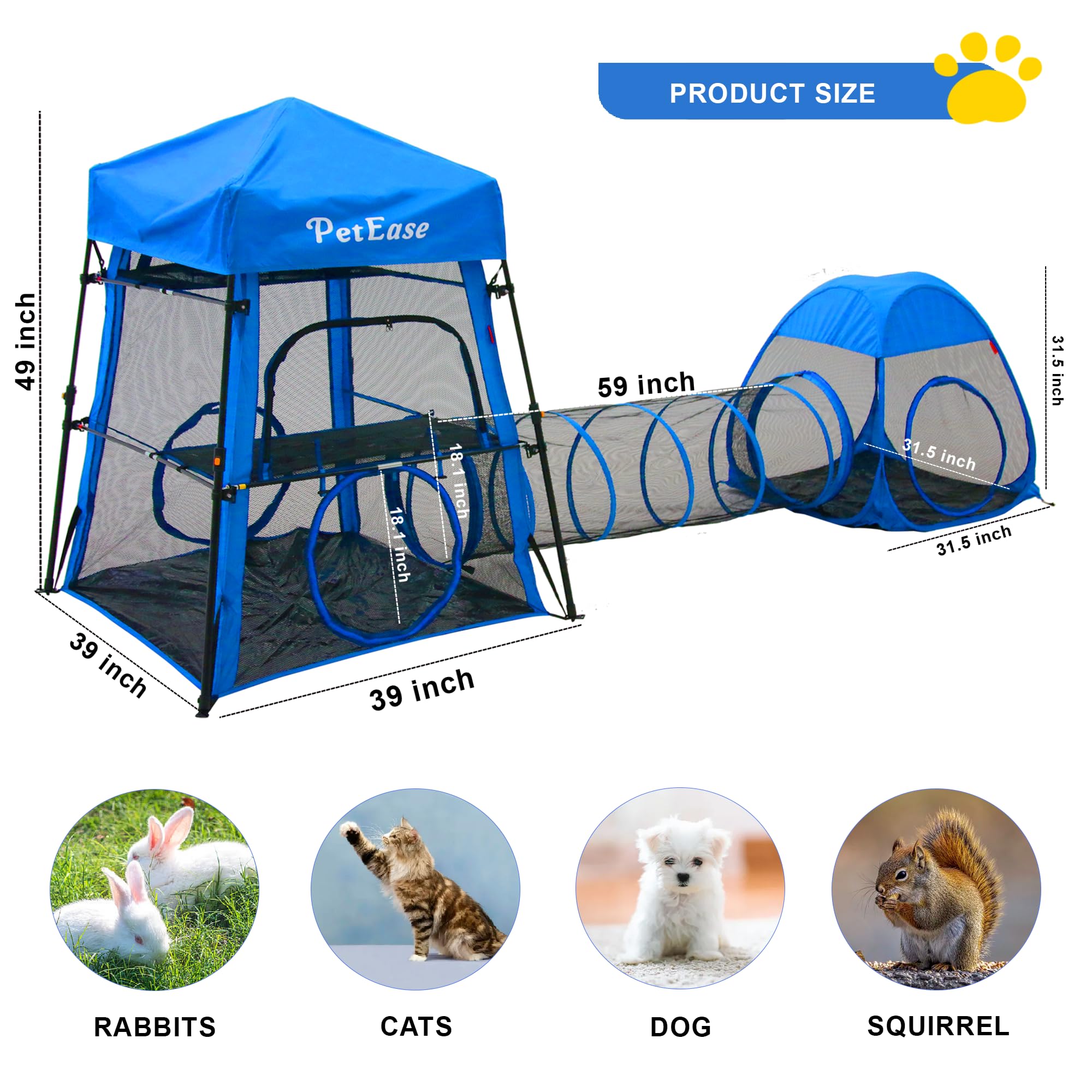 PetEase Catio extended tunnel expands play space with breathable mesh.
