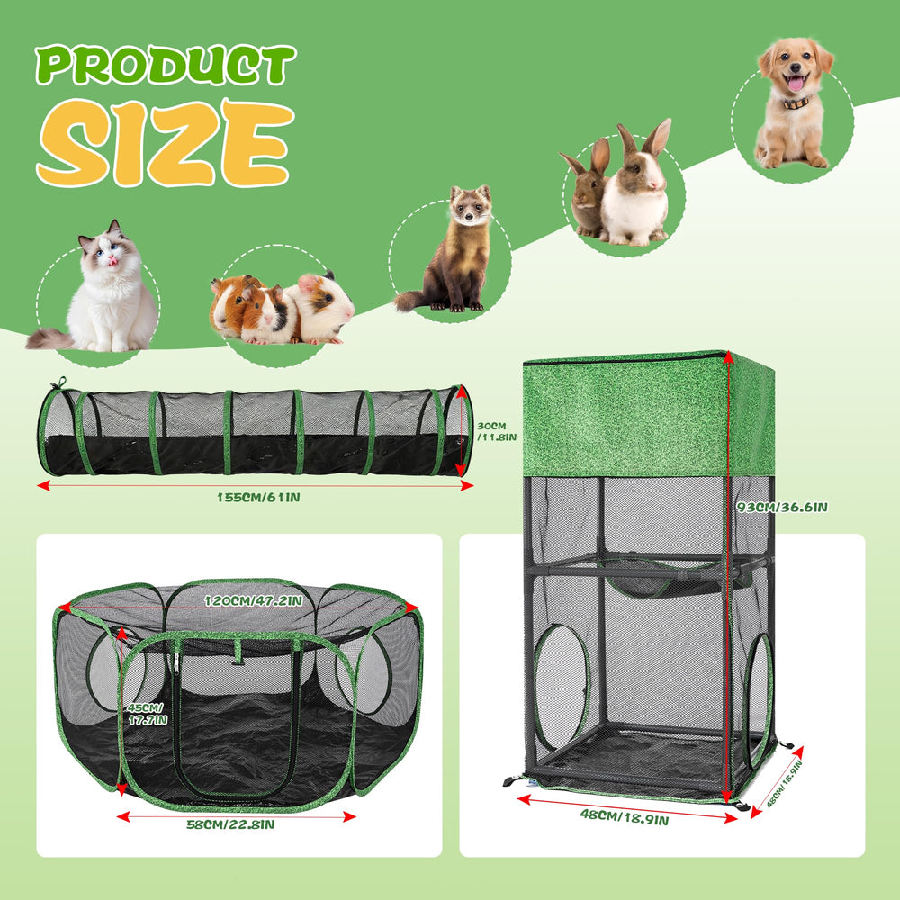 PetEase Catio spacious interior accommodates litter box and toys for relaxed play