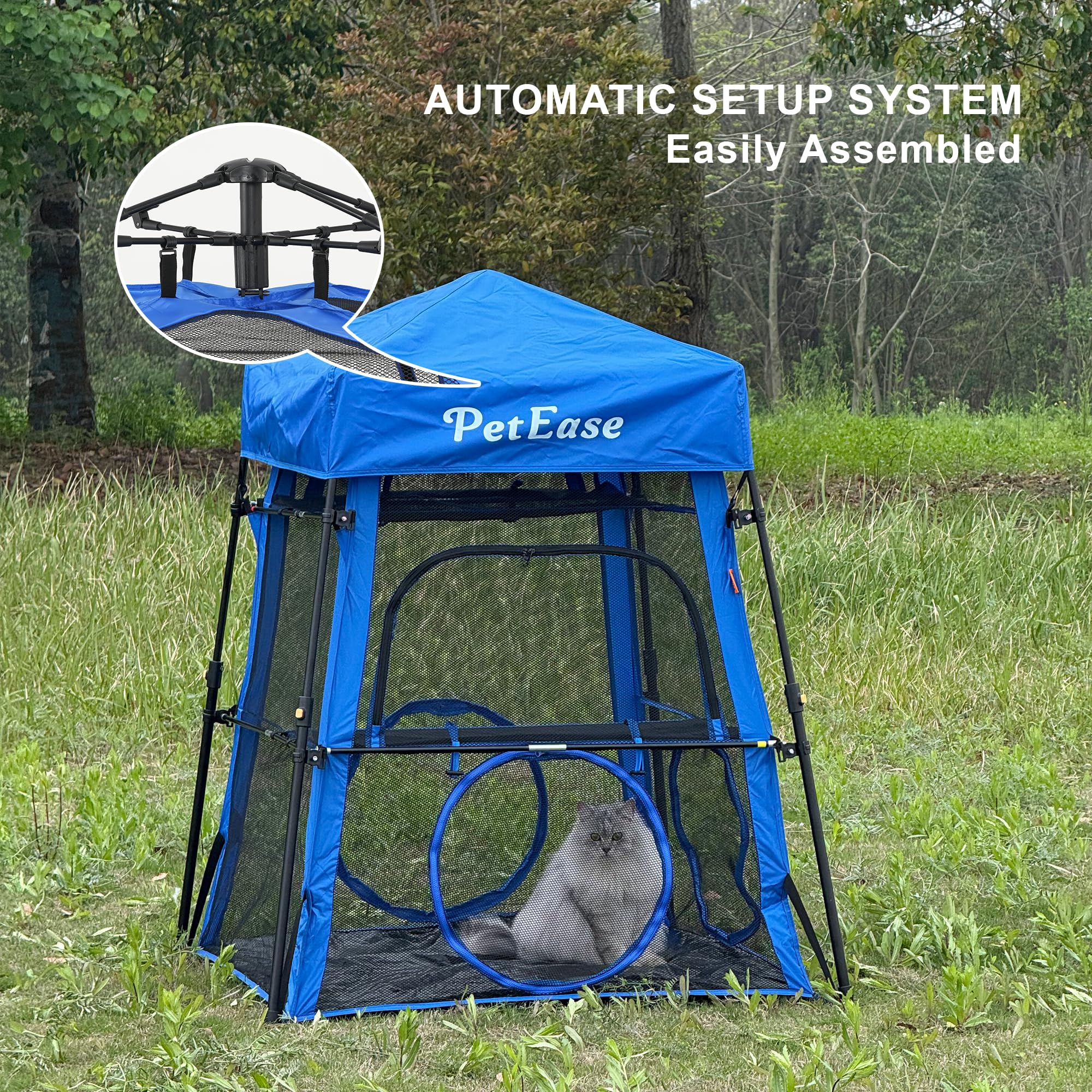 PetEase Catio trapezoid playpen provides roomy exploration and rest.