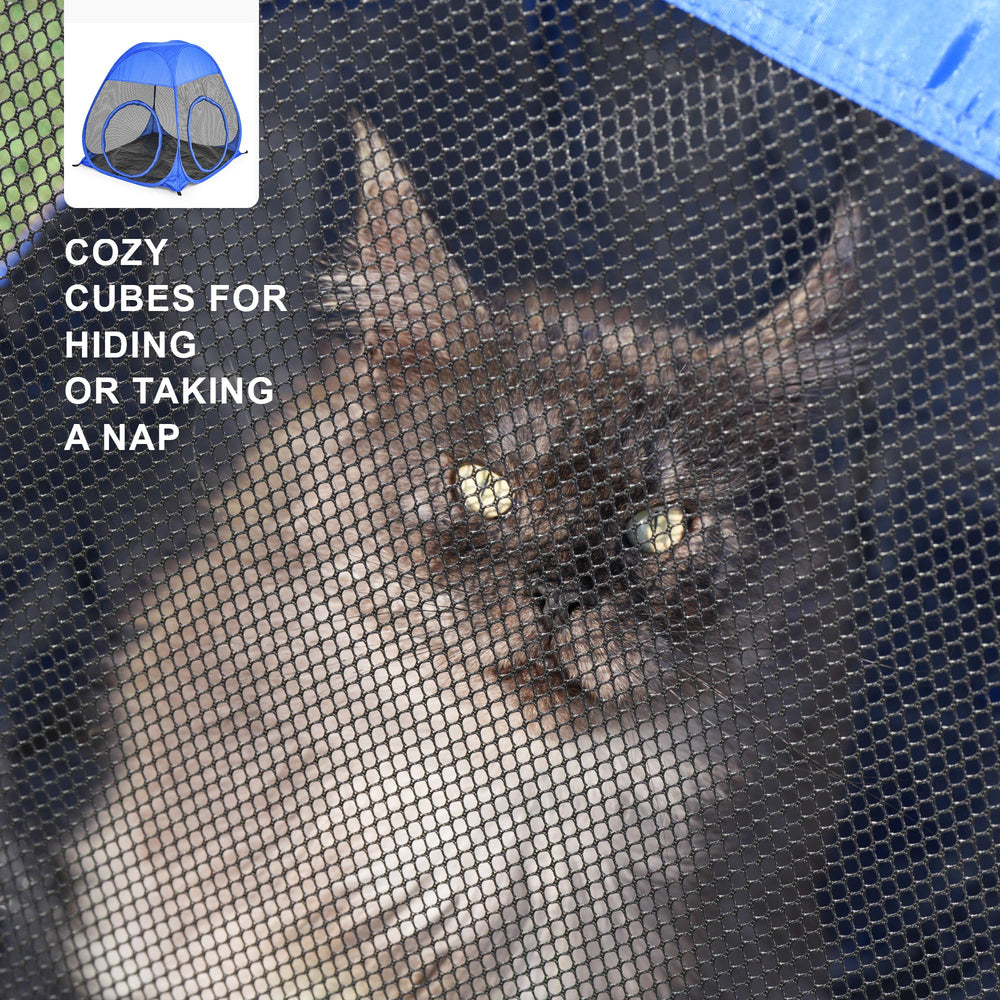 PetEase Catio waterproof top shields pets from sun and light rain.
