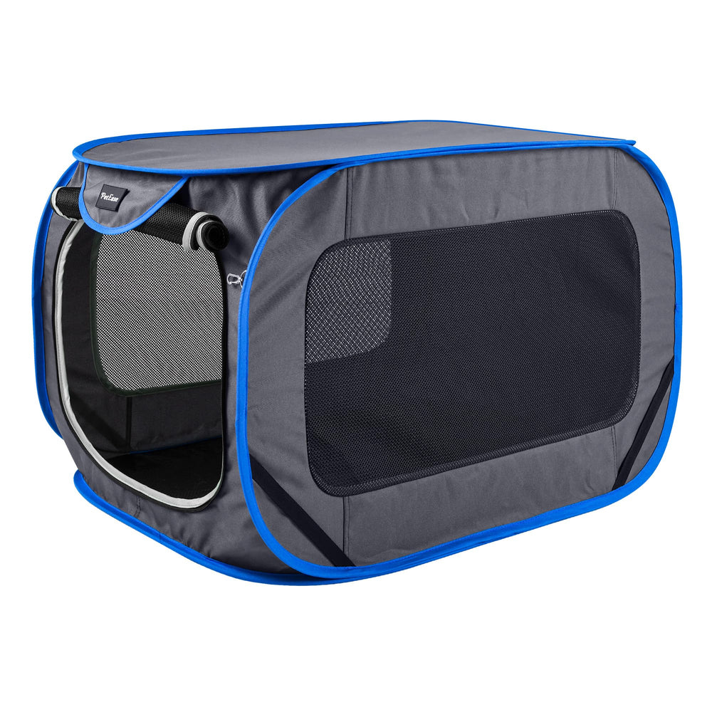 PetEase dog crate with ventilated mesh enhances airflow during outdoor trips.