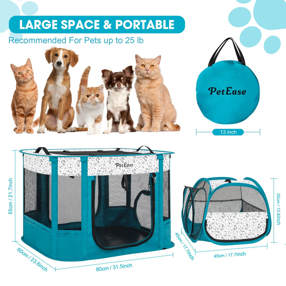 PETEASE foldable playpen in carry bag for quick outdoor setup.