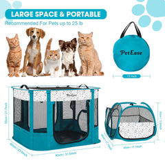 PETEASE foldable playpen in carry bag for quick outdoor setup.