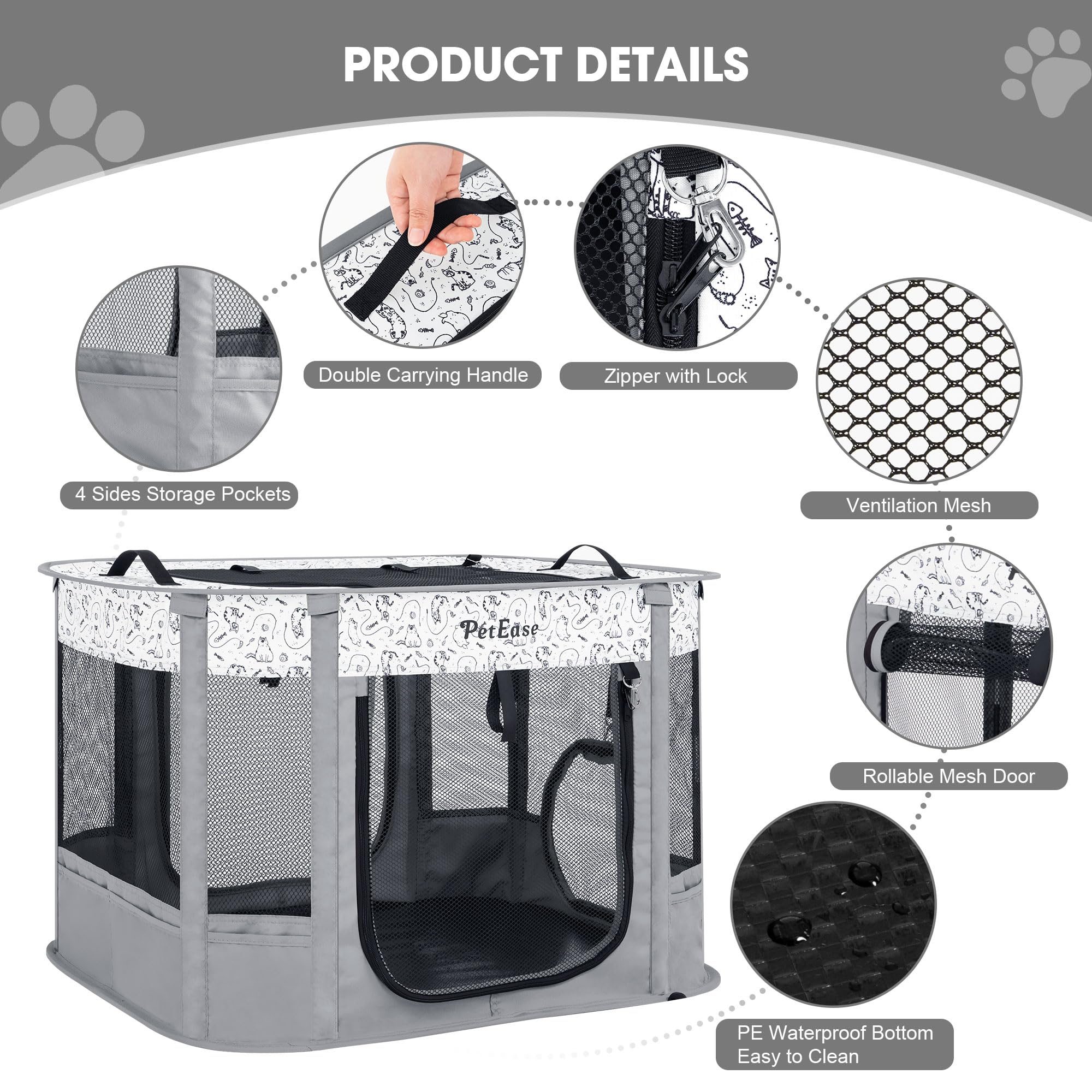PETEASE indoor outdoor enclosure with waterproof base for mess-free use.