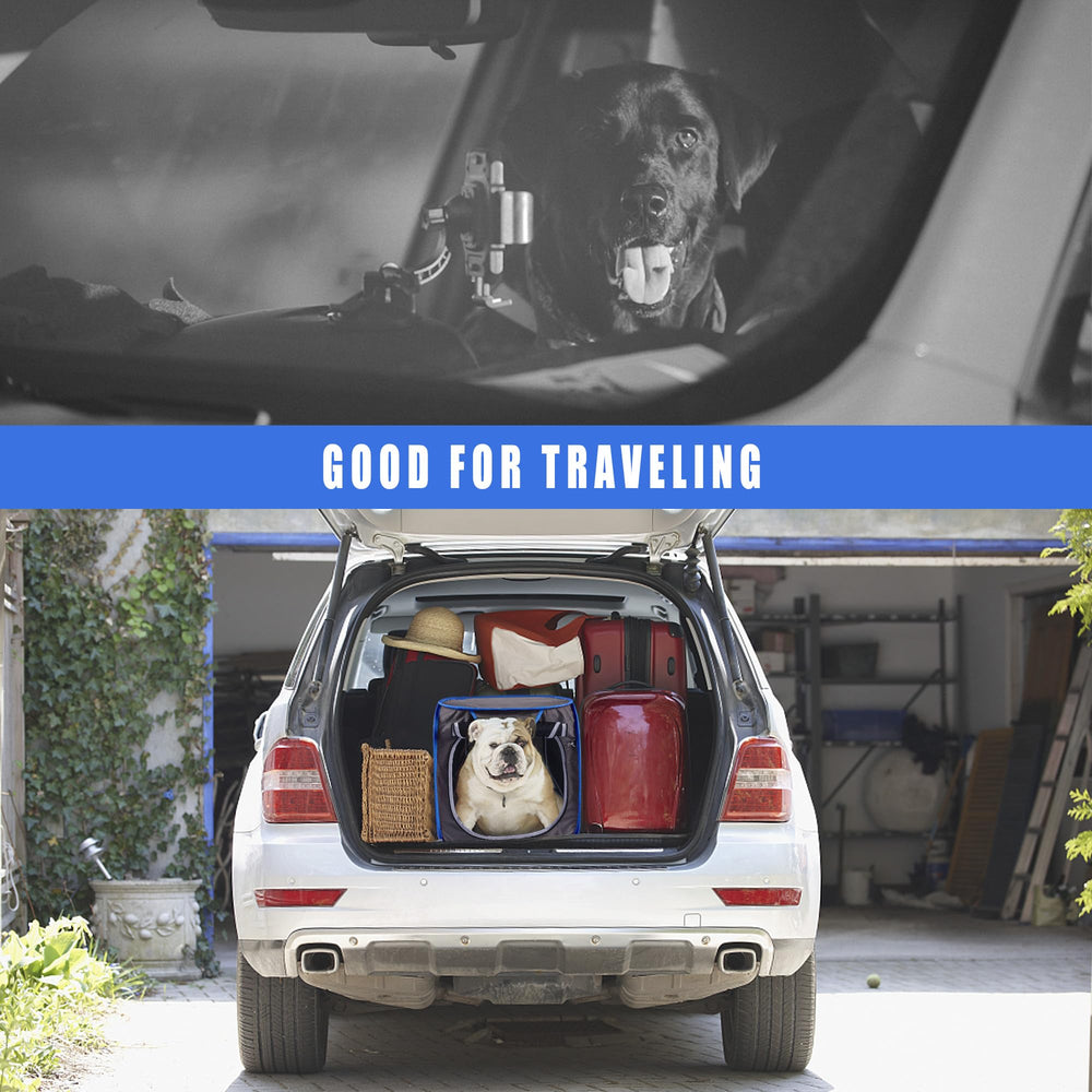 PetEase indoor-outdoor use kennel suits home and on-the-go adventures.