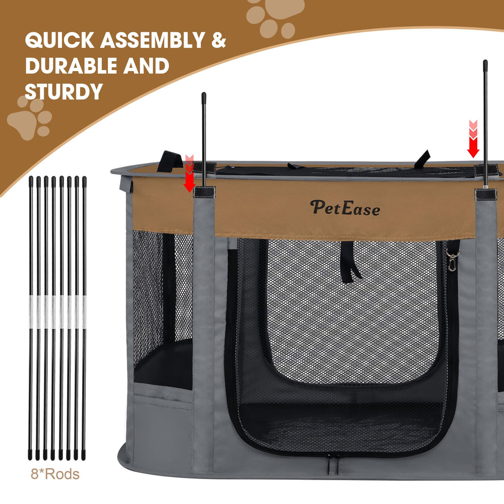 PETEASE mosquito netting and roll-up doors for easy access
