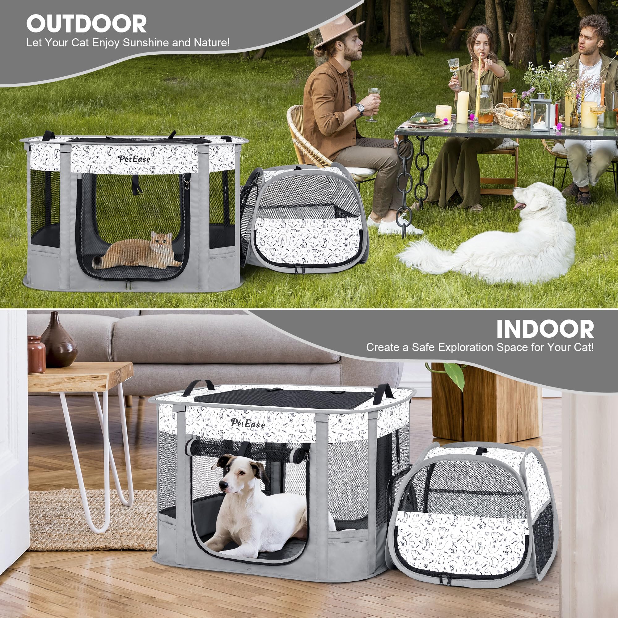 PETEASE separate litter area contains odors while indoors.
