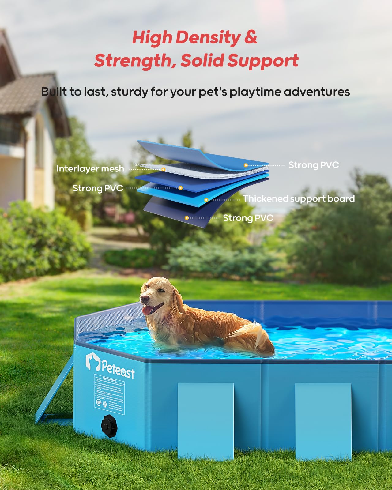 Peteast dog pool dual drainage system enables quick cleanup after use