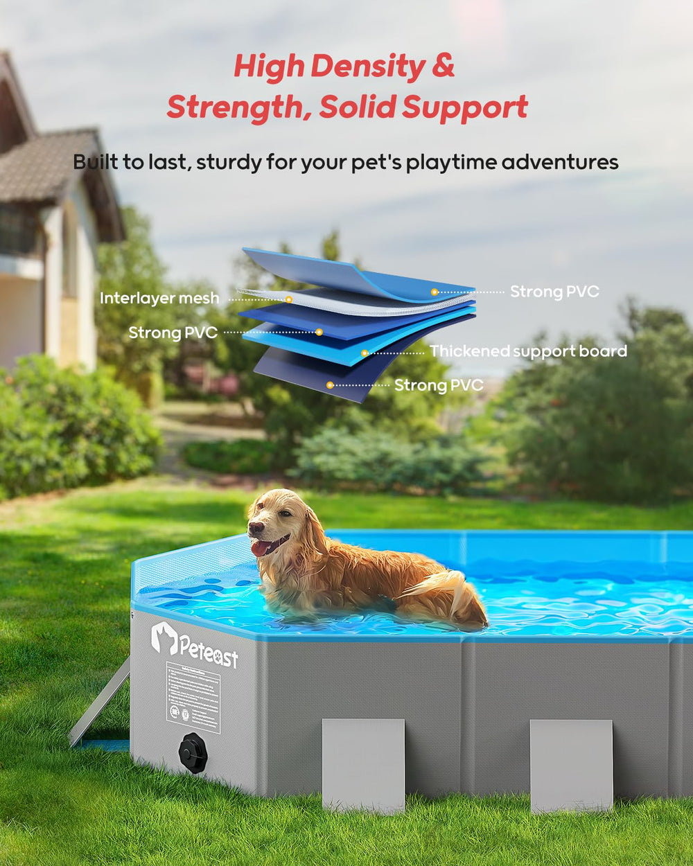 Peteast durable bottom material resists scratches for long-lasting outdoor use