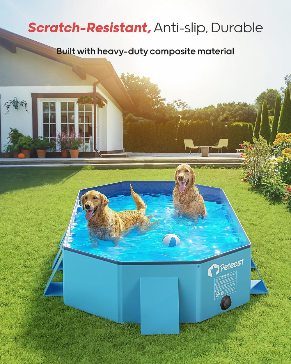 Peteast pool reinforced sidewalls provide sturdy structure during active splashes