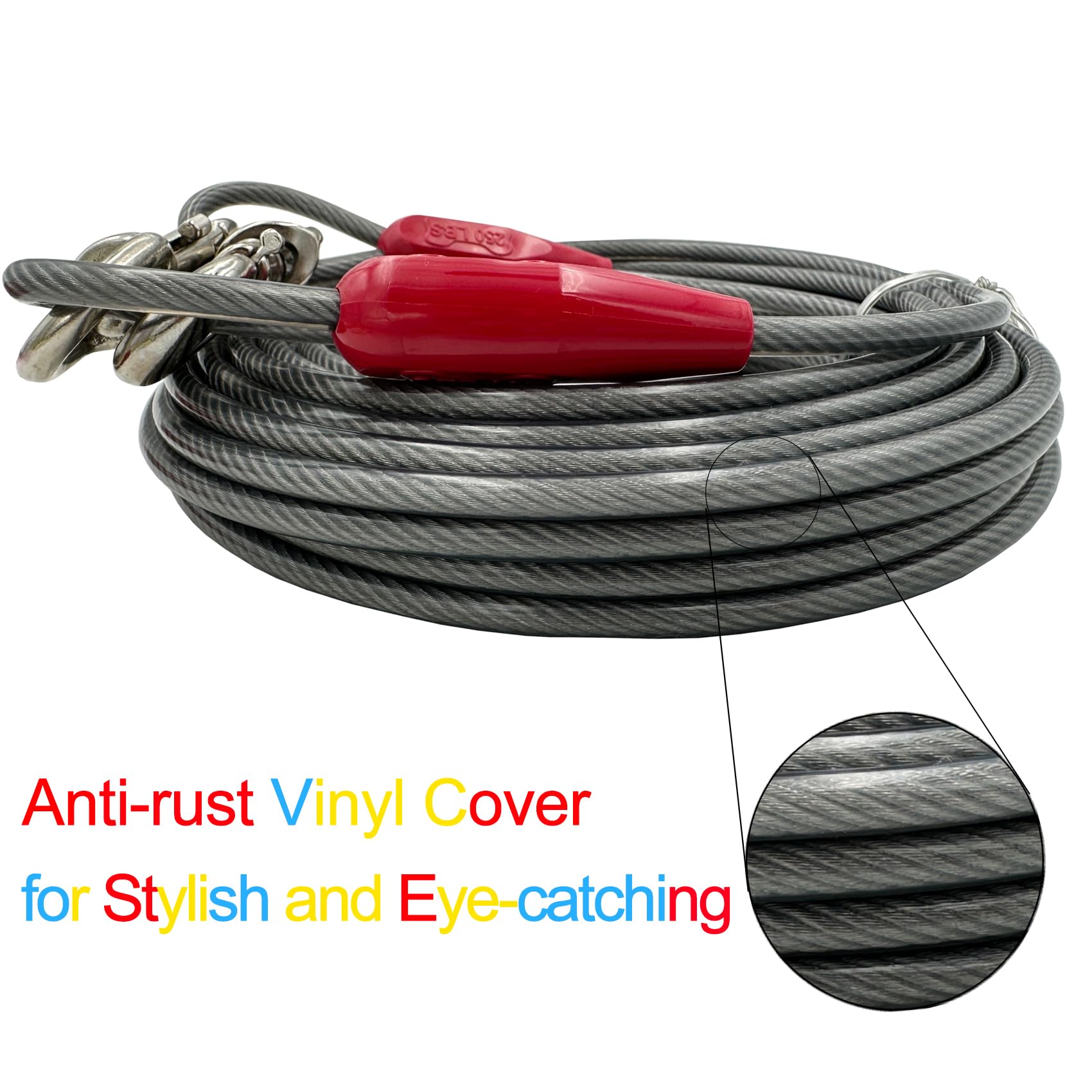 Petest 40ft cable includes crimp covers to guard ends from rain and rust.