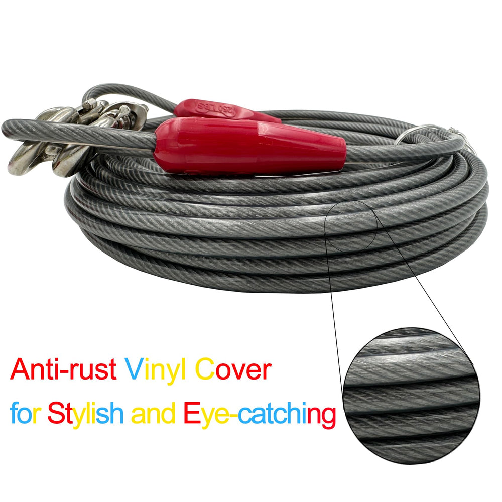 Petest 40ft cable includes crimp covers to guard ends from rain and rust.