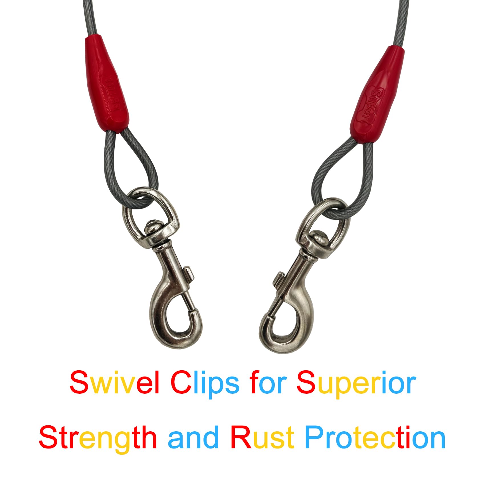 Petest vinyl-coated cable in bright color for weather resistance and visibility.