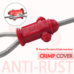 Petest crimp cover protects cable ends from rain and wear.