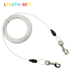 Petest heavy-dog tie-out steel cable provides strength and durability.
