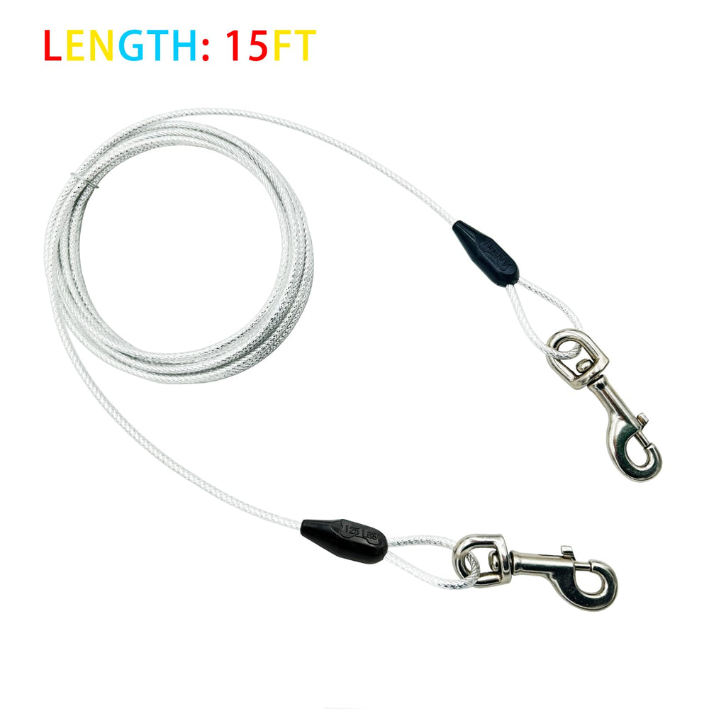Petest steel cable with swivel clips for durable dog tether setup