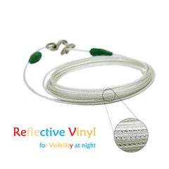Petest steel cable with swivel clips ensures dependable connections.