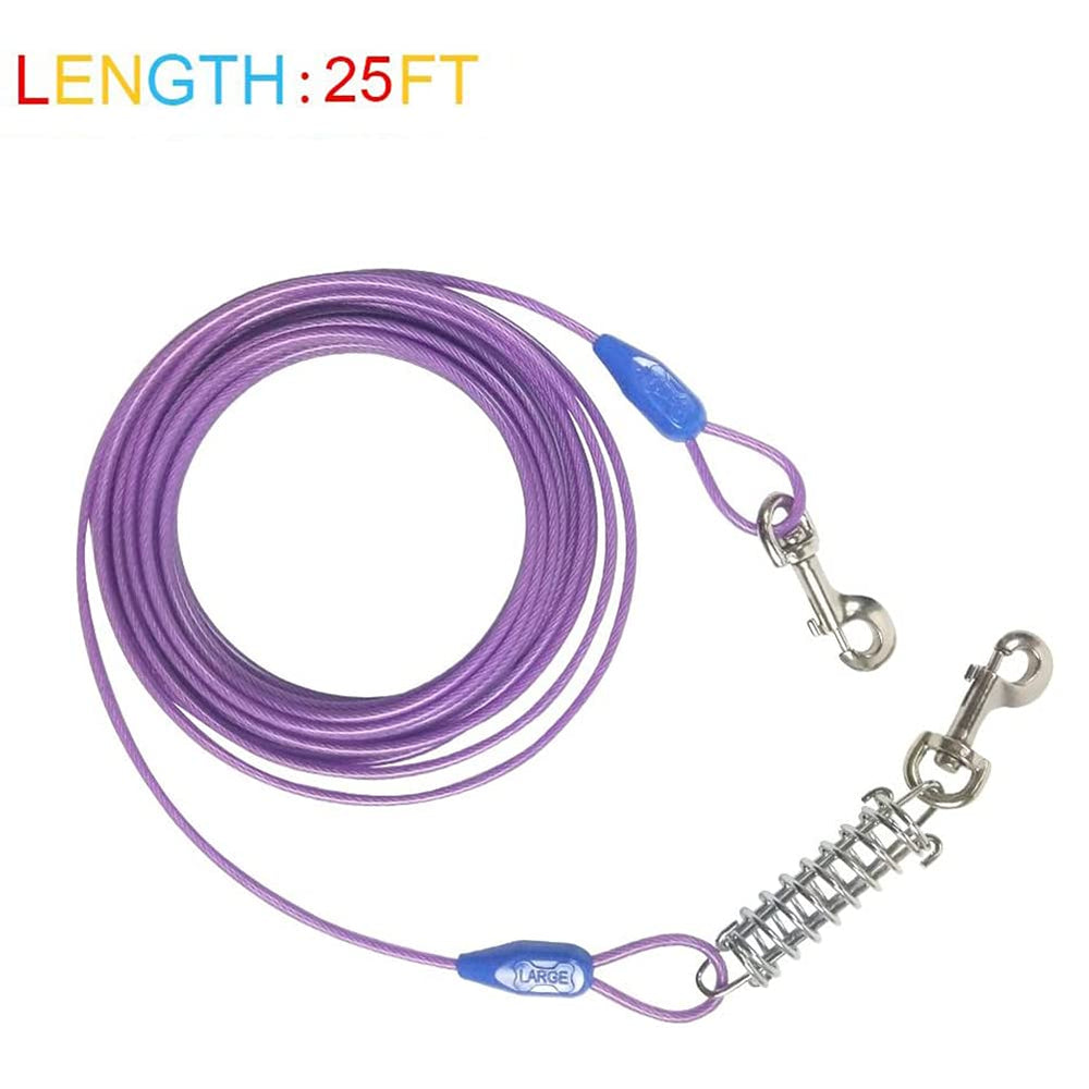 Petest tie-out cable with swivel clips for secure post attachment.