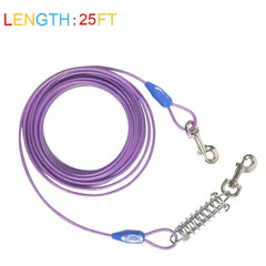 Petest tie-out cable with swivel clips for secure post attachment.