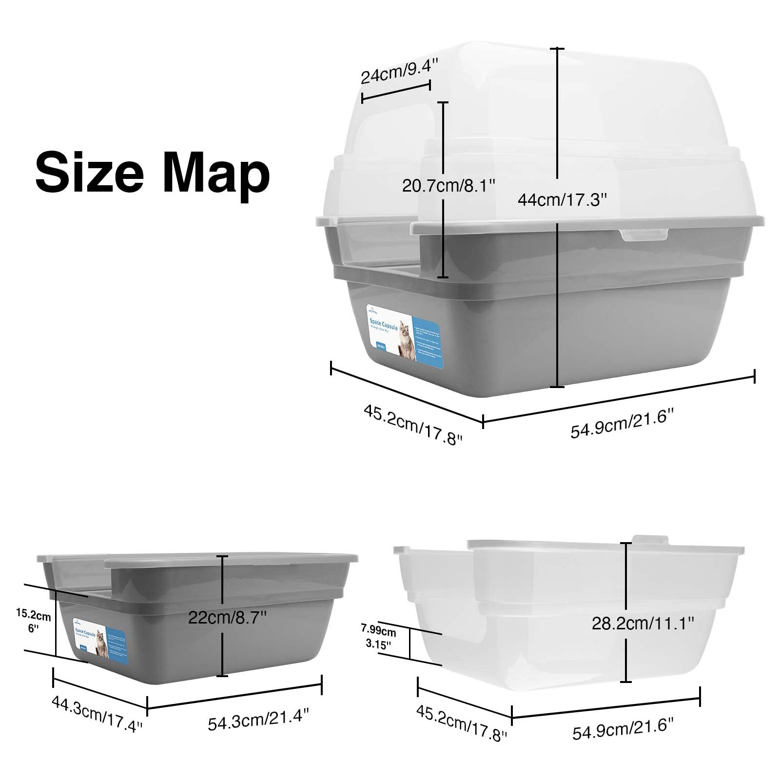 Petfamily stackable litter box saves space in small homes.