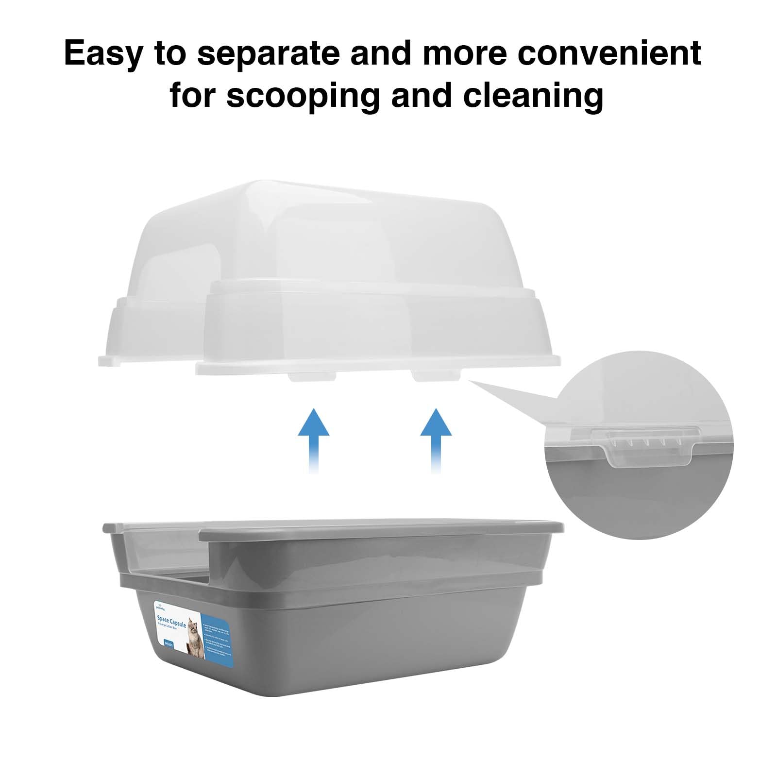 Petfamily litter box supports two cats sharing the space.
