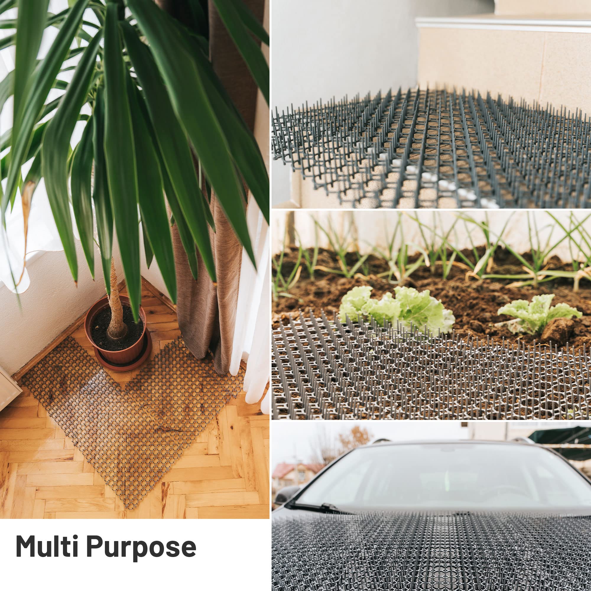 Petfolio outdoor scat mat near potted plants to deter visiting animals.