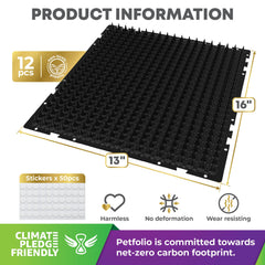 Petfolio cat spike mat 16x13 close-up spikes show non-harmful deterrence in action.