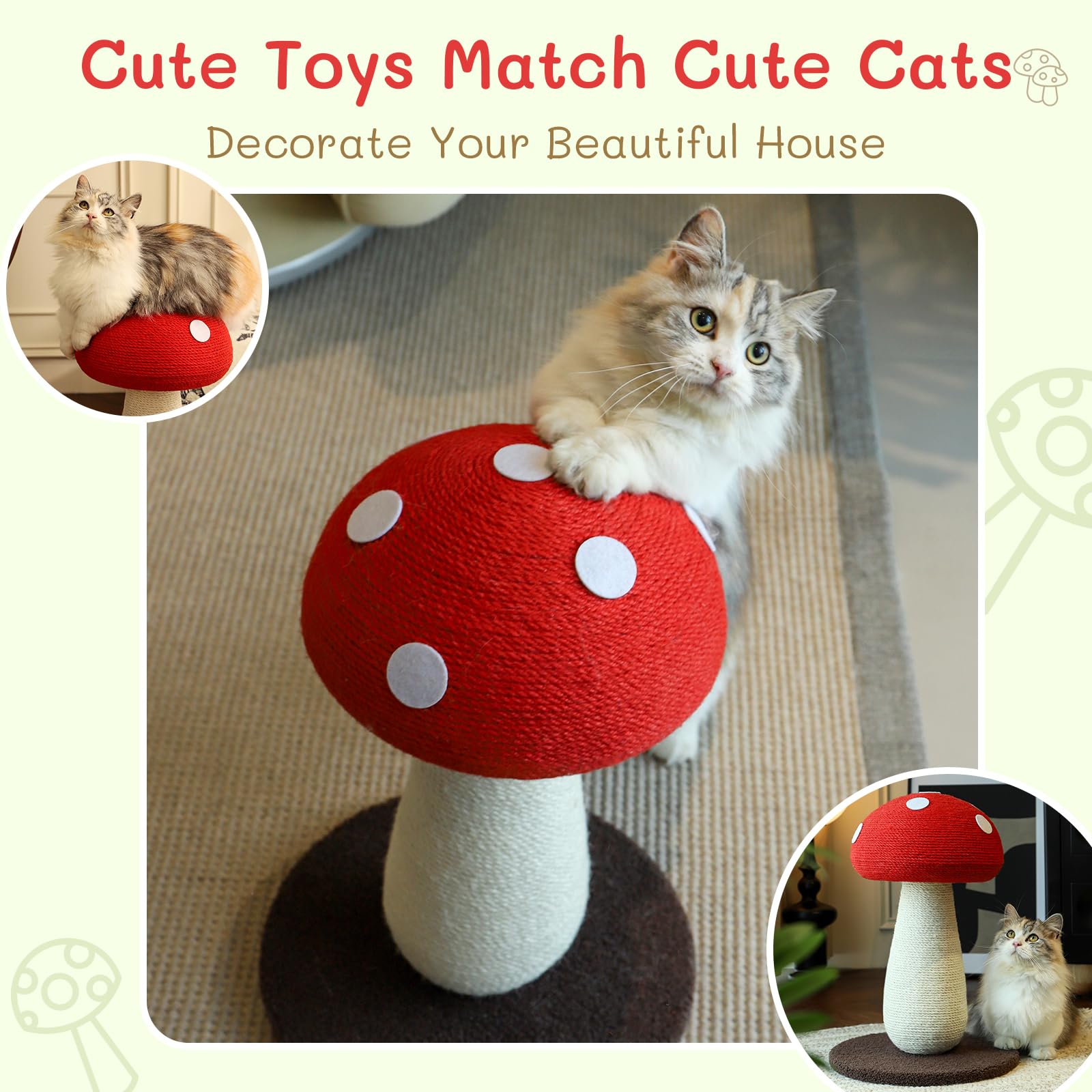 PETFROH mushroom cap diameter 11in provides ample space for lounging