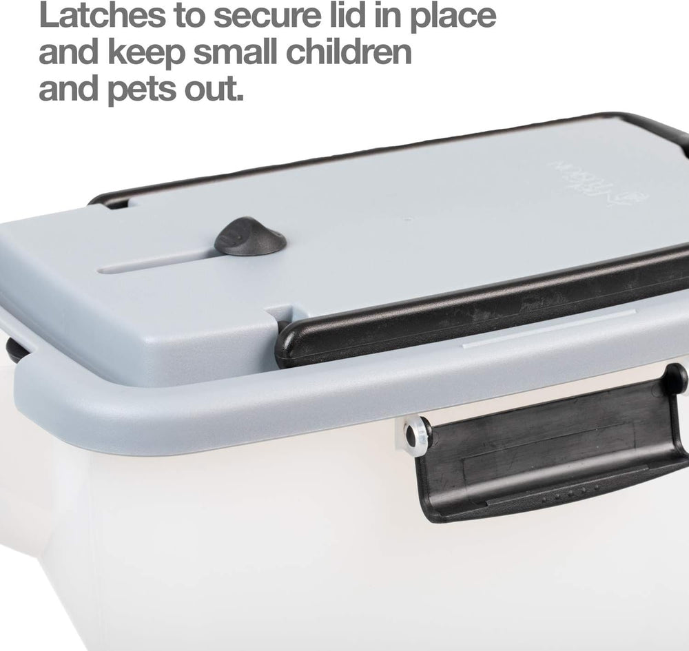 PetFusion BetterBin secure clips lid keeps litter sealed and dry.