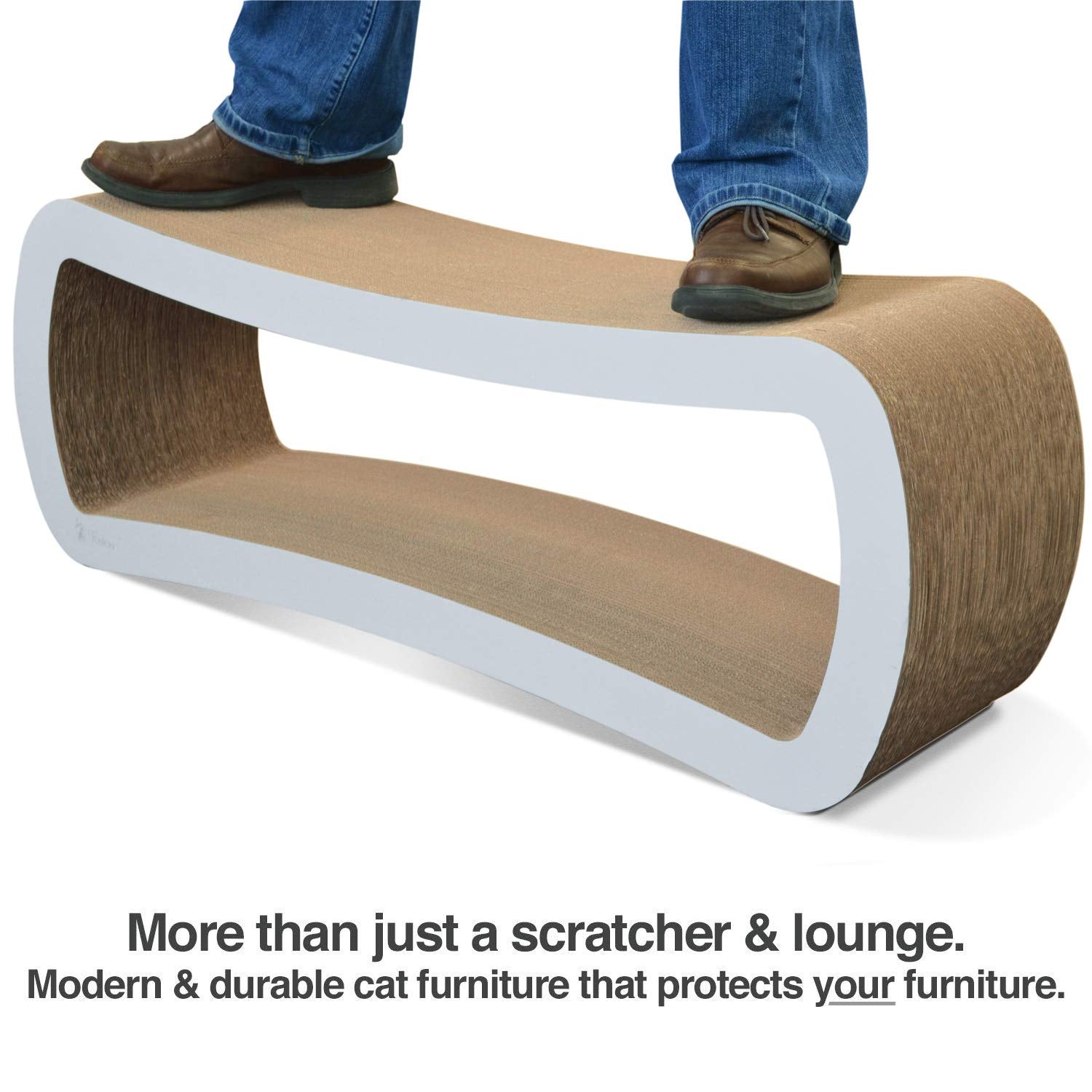 PetFusion Jumbo Cat Scratcher Lounge cozy perch invites catnaps and observation.