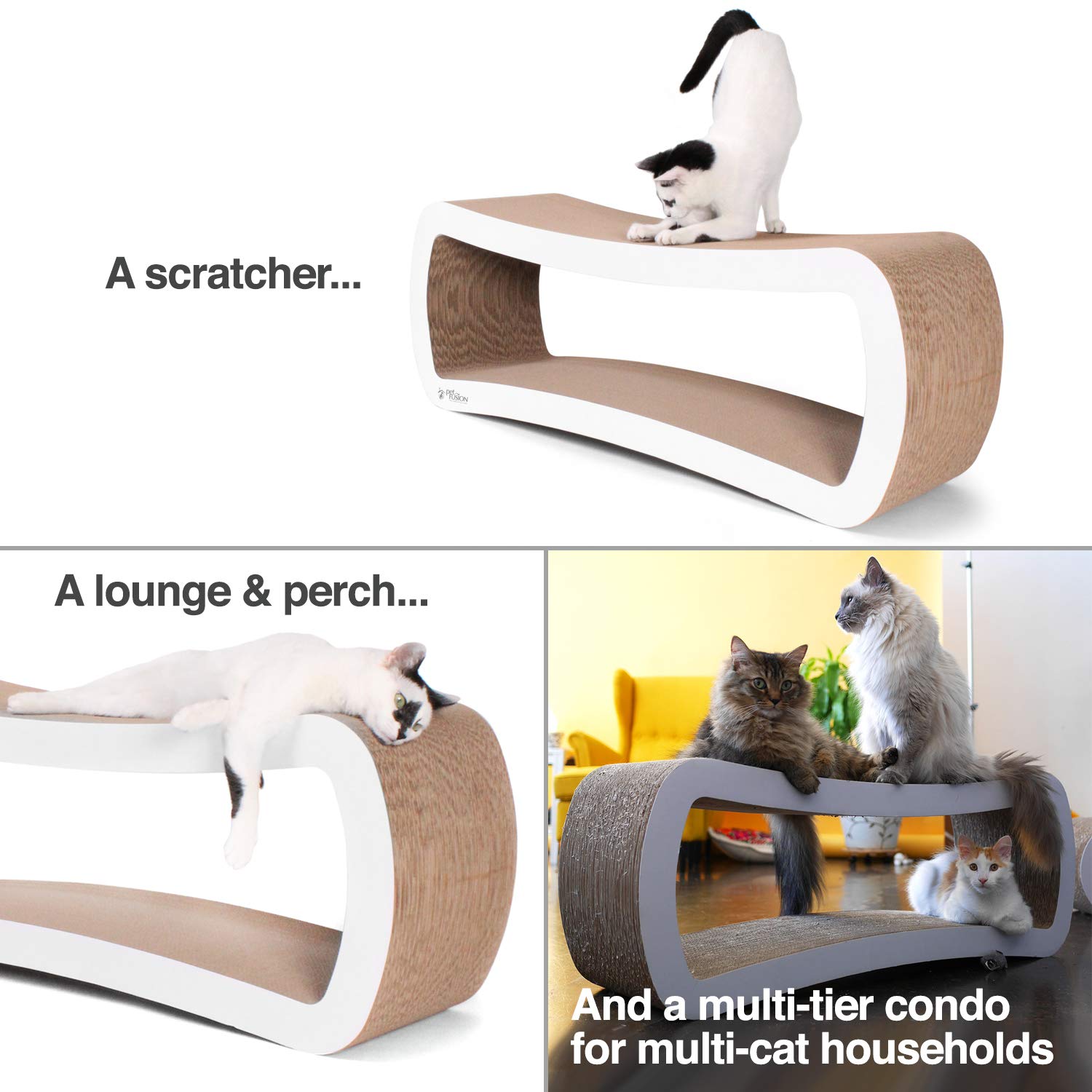 PetFusion Jumbo Cat Scratcher Lounge reversible surface extends use and variety.