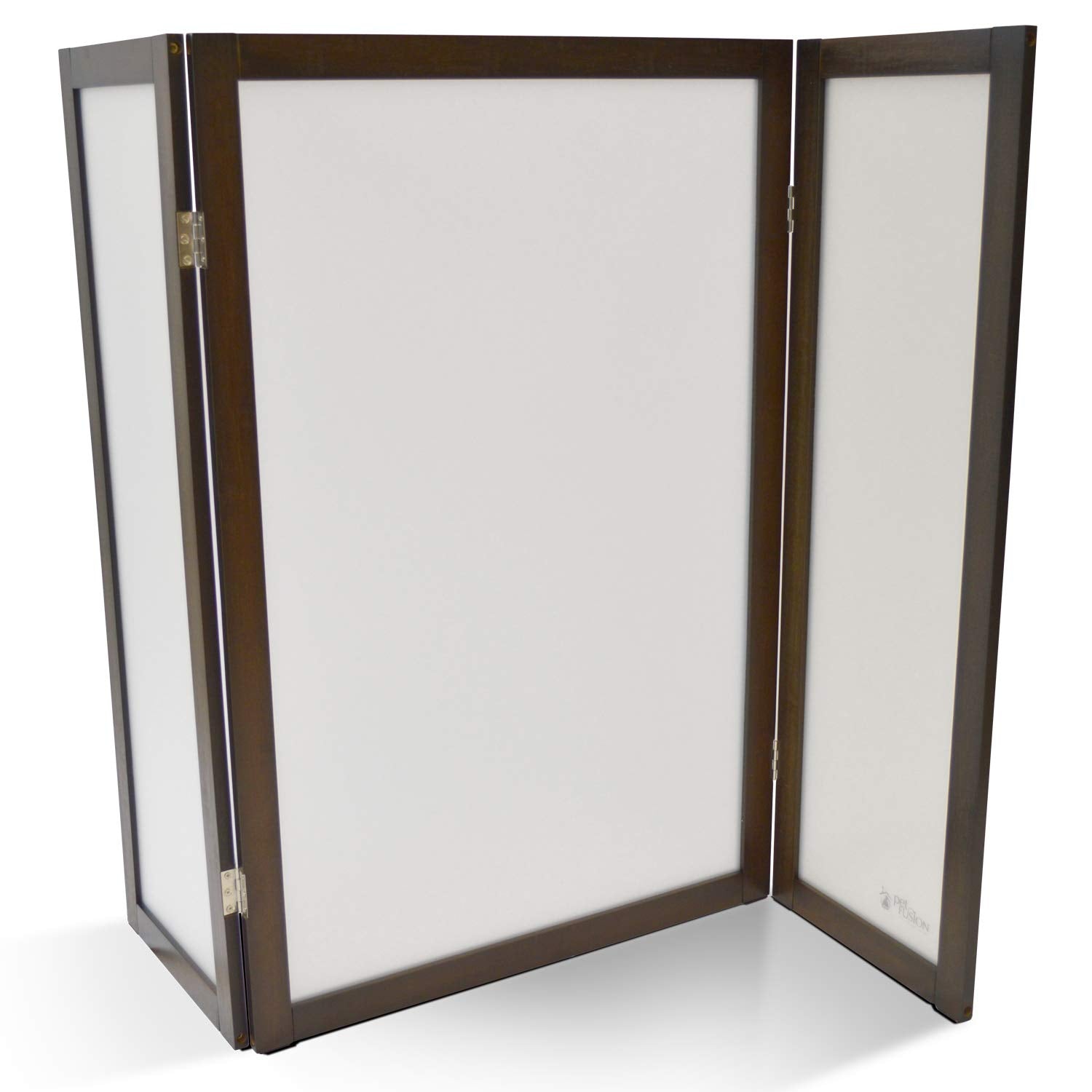 PetFusion privacy screen cat litter box in walnut brown finish, blending with home decor.