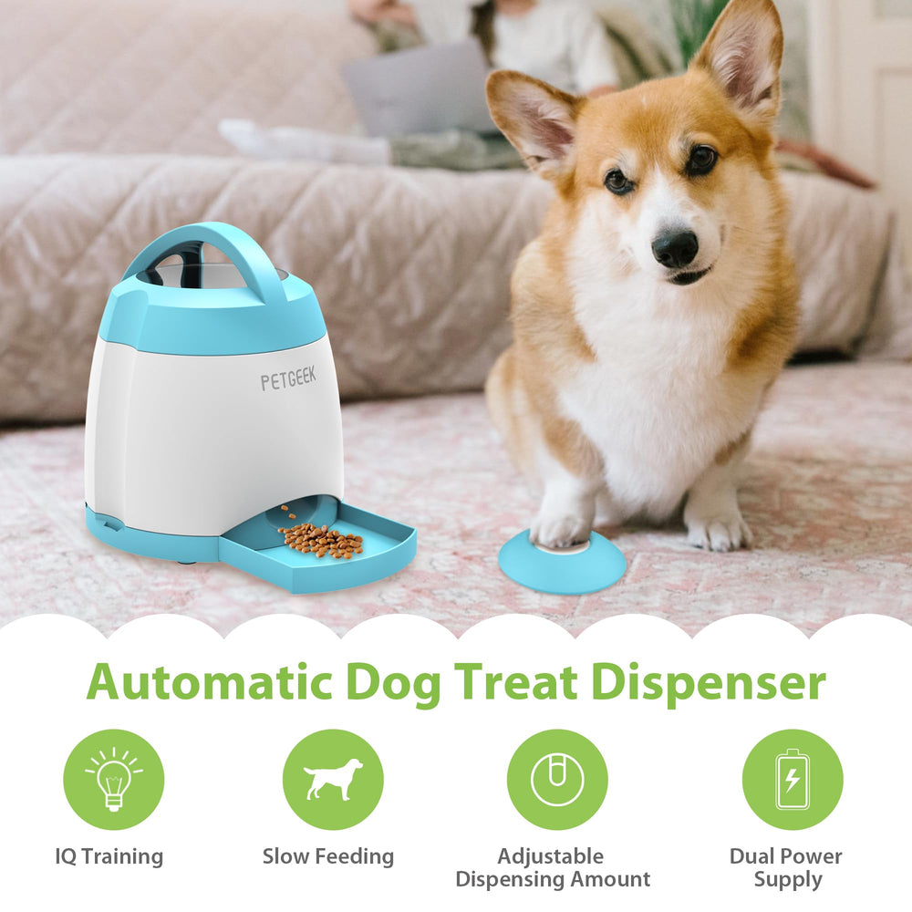 PETGEEK interactive dog toy with button remote enables remote training sessions