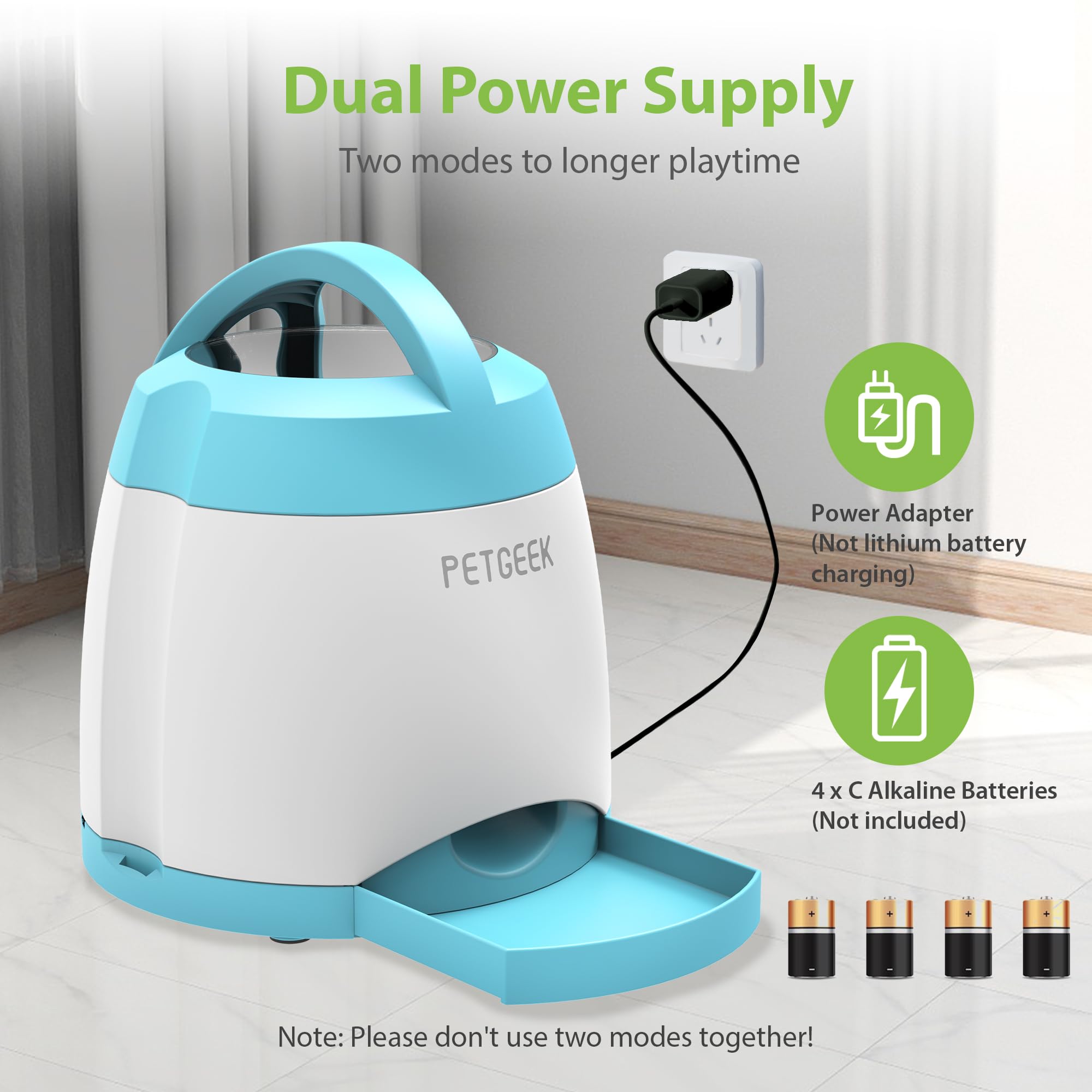 PETGEEK remote controller and batteries enable flexible play sessions in the living room or yard