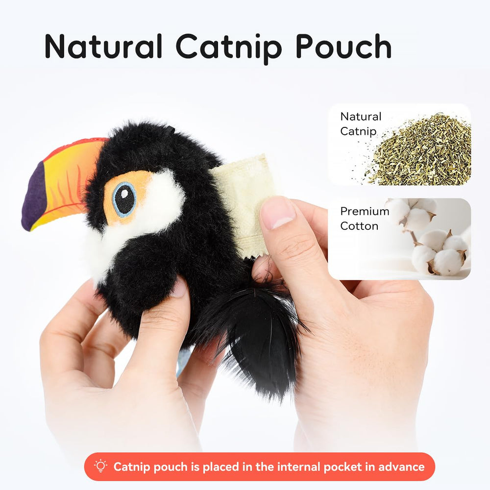 Petgravity Flapping Bird Toy tap-activation promotes responsive paw play.