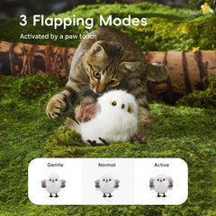 Petgravity Flapping Bird Toy charging scene demonstrates USB recharge for hassle-free sessions.