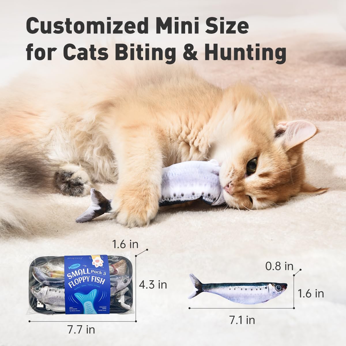 Petgravity gift-ready packaging with three fish toys